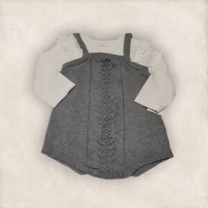 Cat & Jack Ruffle Shoulder Top Knitted Romper Bottom Set (6-9 months)